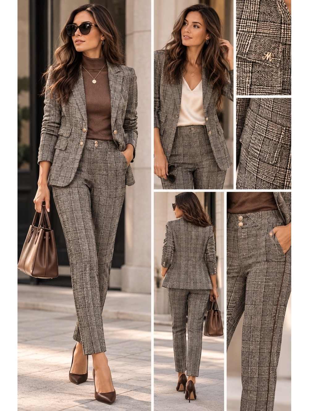 MOS MOSH Blake Shannon Glen Check Blazer & Zip-Hem Trouser Suit Read